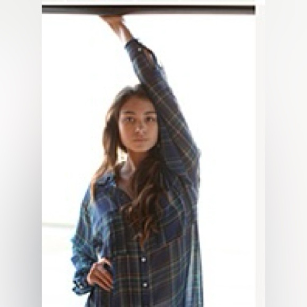 Vintage 2011 American Apparel Chiffon Blue Plaid Shirt